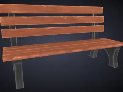Bench Handpaint Low-poly 3D model
