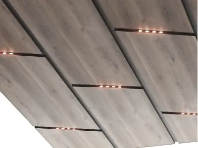 Wooden suspended ceiling with lighting 54 3D model