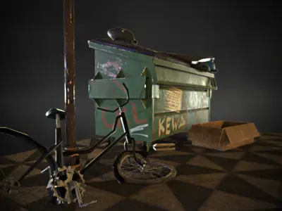 Dumpster prop Game ready asset 3D model