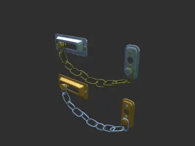 Door chain lock Low-poly 3D model