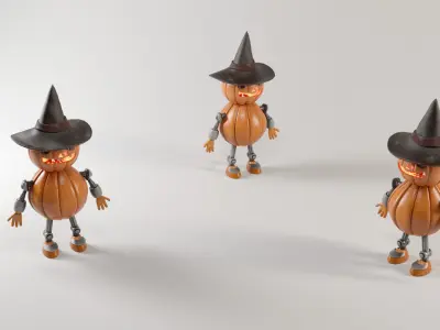 Pumpkin Halloween Robot Low-poly 3D model