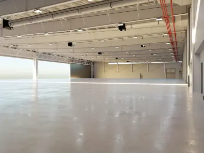 Airplane Hangar Interior 9 Low-poly 3D model