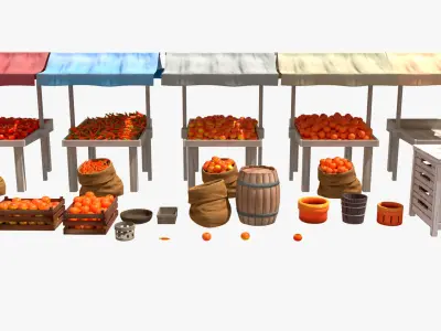 Marketplace - Old Shop - Cartoon Style Low-poly 3D model