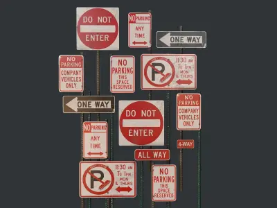 Traffic Sign01 Pack Low-poly 3D model