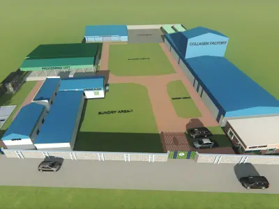 Factory Model Low-poly 3D model