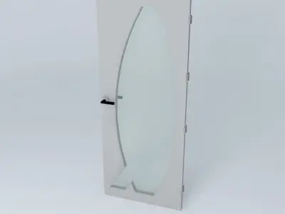 Letter "R", 3D door, very detail with glass, lock and hinger. Free 3D model