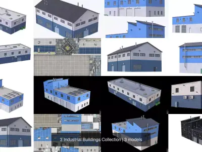 3 Industrial Buildings Collection 3D Model Pack