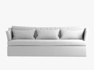 Custom made white three seat sofa 3D model