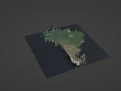 South America Map Topography  Low-poly 3D model