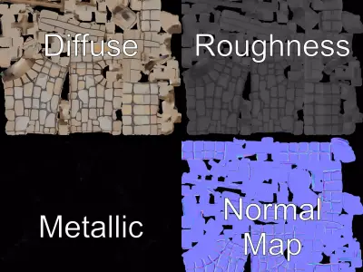 Medieval Stone Wall model pack Low-poly 3D model get