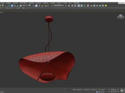 Wrought Iron Hanging Lamp with Gold Foil Shade Low-poly 3D model