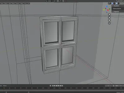 Window wooden cabinet Low-poly 3D model