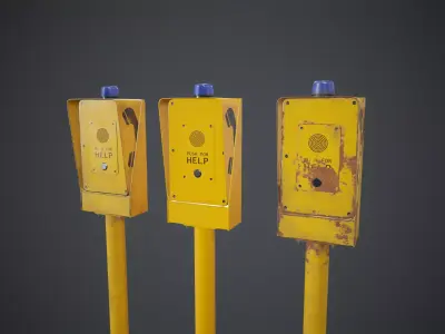Emergency Call Box 1 PBR Game Ready Low-poly 3D model