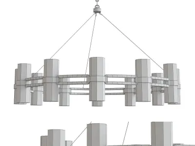 Devon Light Chandelier Antique Brass low poly 3d model Low-poly 3D model