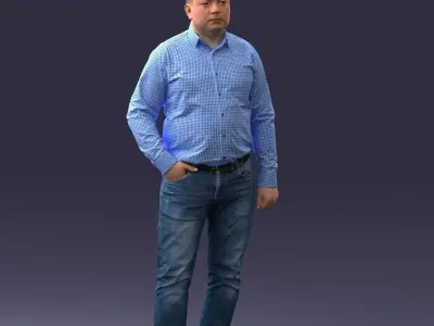 000261 Casual Man in Checkered Shirt and Jeans 0403 3dp 3D print model