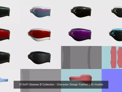 10 SciFi Glasses B Collection - Character Design Fashion 3D Model Pack
