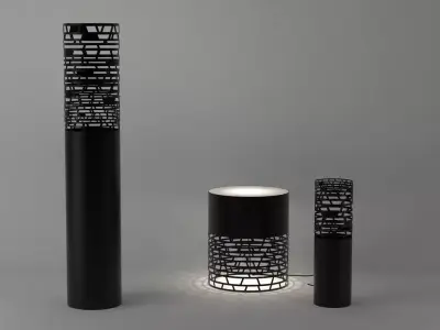 Nest three cylinders and lamp 3D model