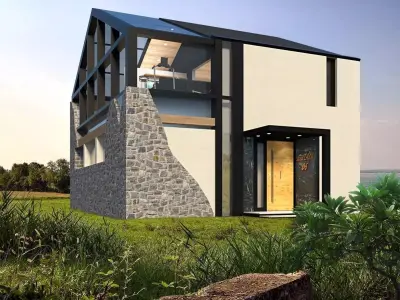modern house on 2 floors Free low-poly 3D model