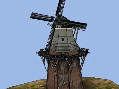 Dutch old windmill Low-poly 3D model
