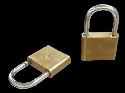 Game-ready Padlock two brass padlocks Free low-poly 3D model