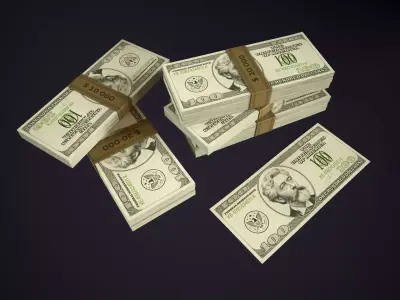 Old safe with money Low-poly 3D model