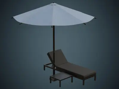 Sun Lounger 2B Low-poly 3D model