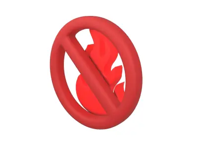 No Fire Icon V1 002 Low-poly 3D model