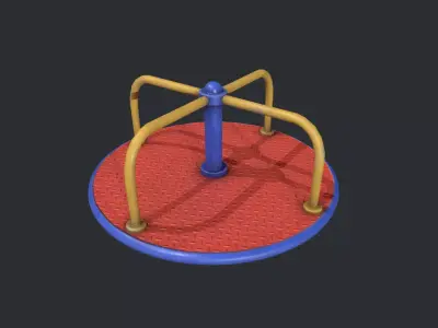 Playground Roundabout - Red Low-poly 3D model