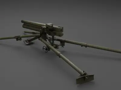 Type 11 37 mm infantry gun Low-poly 3D model