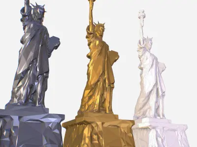 Statue of Liberty PolyArt Gold Material Low-poly 3D model