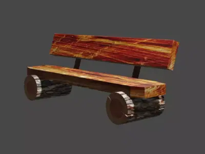 Bench wooden made of logs Free 3D model