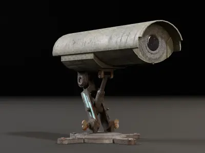 Sci-Fi Grounded Security Camera Low-poly 3D model