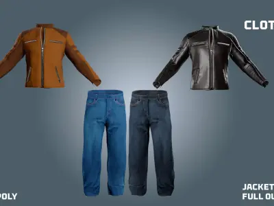 jackets and jean pants - clothyfic outfit Low-poly 3D model