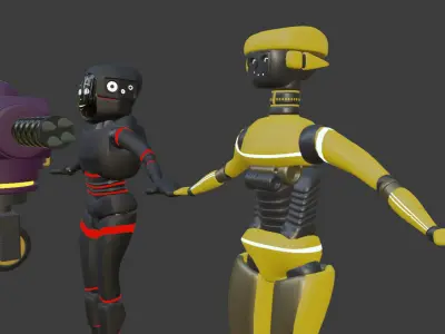 Four cartoon robots 3D model