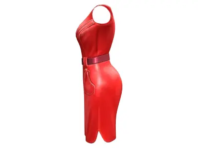 Leather Pockets Dress Low-poly 3D model