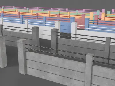 PBR Concrete Wall 4 Low-poly 3D model