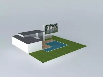 Modern house with pool Free 3D model
