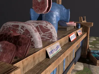 Stylized Fish Shop Stand Low-poly 3d model Low-poly 3D model