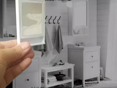MINIATURE IKEA INSPIRED HEMNES MIRROR CABINET 3D print model