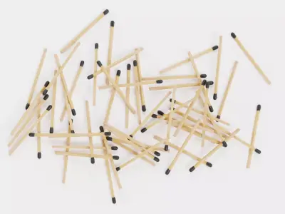 Pile of Safety Matches - Realistic Scattered Sticks 3D model