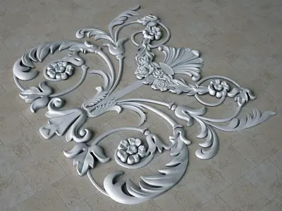 Architectural plaster ceiling carving 3D model