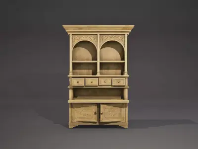 Cabinet Game-Ready wooden with two doors Low-poly 3D model