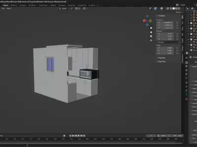 Purple Kitchen Interior Low-poly 3D model