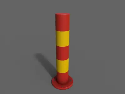 PBR Bollard RedYellow Low-poly 3D model
