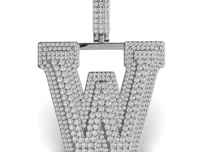 Alphabet Latter W Diamond Pendent 3D print model