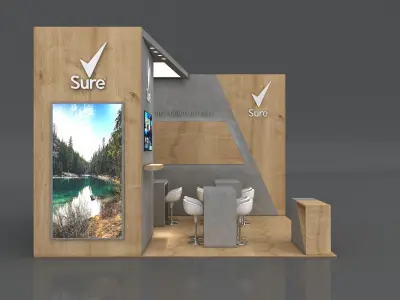 Booth Exhibition Stand Stall 6x6m Height 360 cm 2 Side Open 3D model