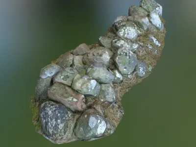 Stone wall bundle A 3D model