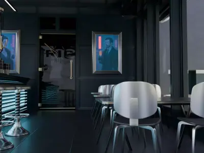 Cyberpunk Cafe n Bar - Interior Scene - Ricos 3D model