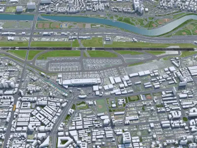 Taipei Songshan Airport 5km Low-poly 3D model
