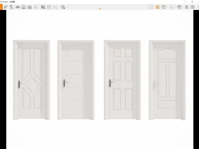 Door Modern bedroom-door-entrance door-white door 3D model